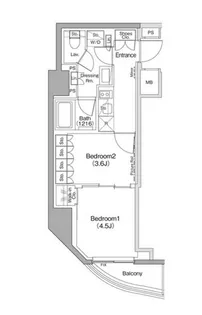 ザ・パークハビオ神楽坂【4階】の間取り