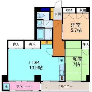 パスト駅西【5階】の間取り