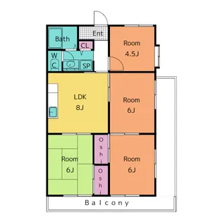 サンシティー日名【4階】の間取り