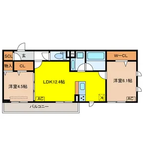 岐阜県岐阜市茜部大川2【アパート】の間取り