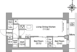 コンフォリア・リヴ南品川【7階】の間取り