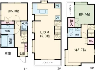 東京都荒川区東日暮里3【一戸建】の間取り