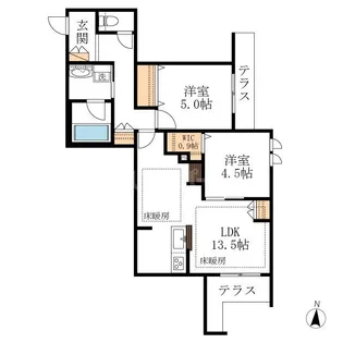 2LDKの間取り画像