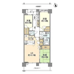 ル・クール八王子みなみ野【11階】の間取り