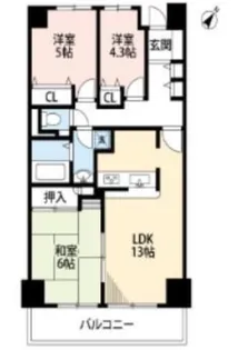 ガーデンシティ戸田【5階】の間取り