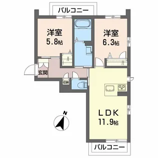 ベレオ庄町【3階】の間取り