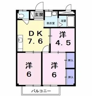 シティハイツ萩B棟【2階】の間取り
