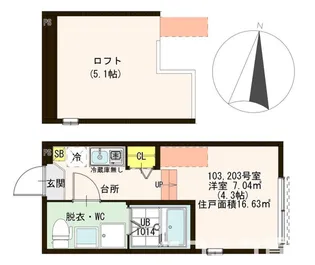 ハーモニーテラス梅島V【1階】の間取り