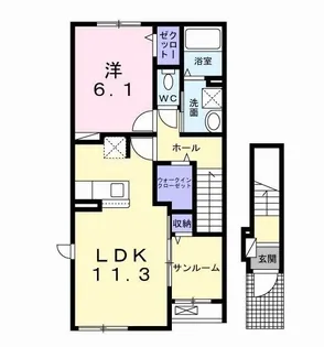 ウイング 三柿野I【2階】の間取り