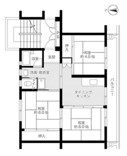 ビレッジハウス佐岡1号棟【1階】の間取り
