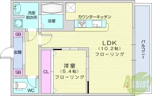 ブルーヴェル青葉通【6階】の間取り
