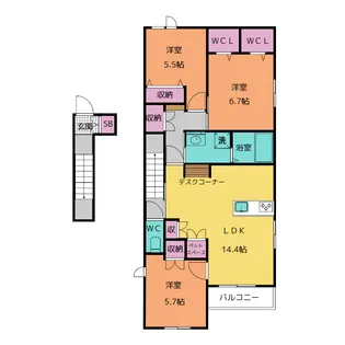 le ciel Yaguma【2階】の間取り