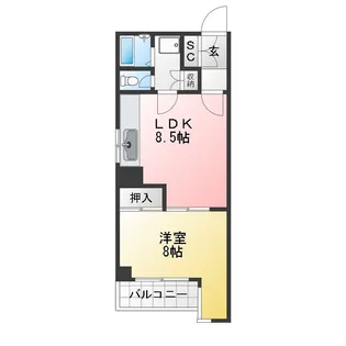 サンシティ瓦町【4階】の間取り
