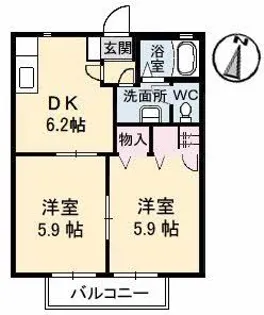 カムフォートヒルズ沖 A棟【2階】の間取り