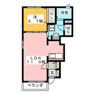 ヴァンロゼA II【1階】の間取り