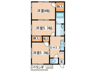 ハイツエハラB【2階】の間取り