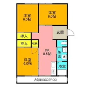 名田橋ハイツ【1階】の間取り