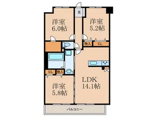 シグレア下大利【5階】の間取り