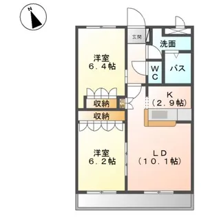 クベンツールB【2階】の間取り