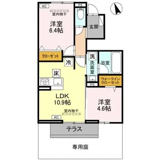 ボンヌクール城東【1階】の間取り