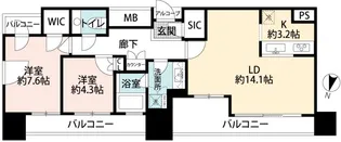 カテリーナ三田タワースイート【17階】の間取り