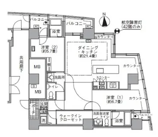 アクティ汐留【44階】の間取り