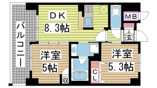 エステムプラザ神戸西IVインフィニティ【5階】の間取り