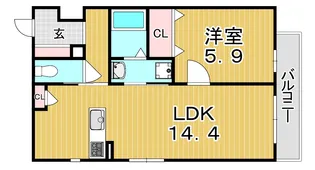 シャーメゾンコモドエスパシオ【2階】の間取り