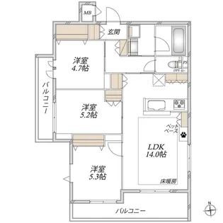 LUMINOUS COURT【3階】の間取り