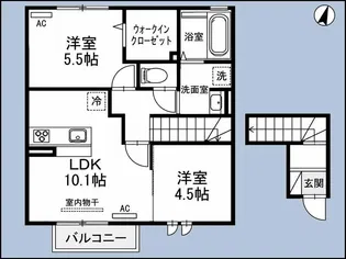 エクセレント上近江B【2階】の間取り