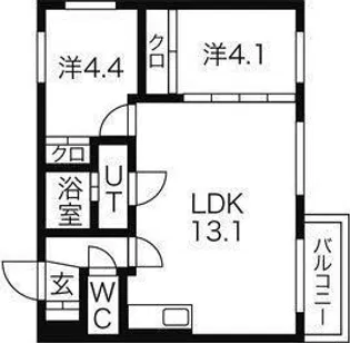 フォルトゥーナ学園前【4階】の間取り