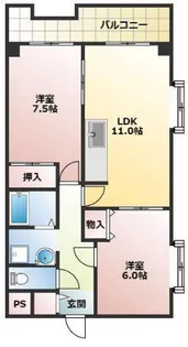 アンビション難波WEST【2階】の間取り