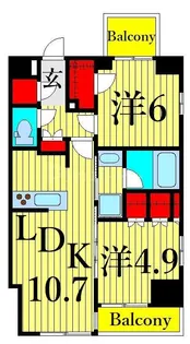 プラウドフラット西日暮里【8階】の間取り