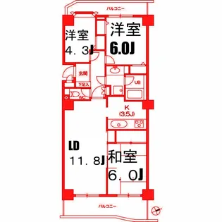 磯子台スカイマンション【3階】の間取り