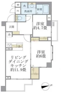 東京都新宿区若松町【マンション】の間取り