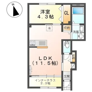 ラ メゾンあけぼのII【1階】の間取り