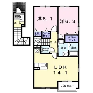 ヴィヴィアン・ベルA・B【2階】の間取り