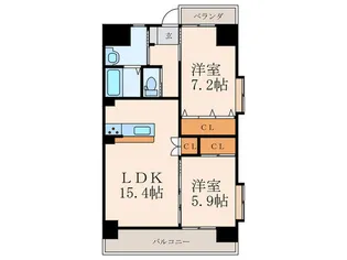 ウイングス穴生【2階】の間取り