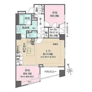 ザ・パークハウス芝公園【4階】の間取り