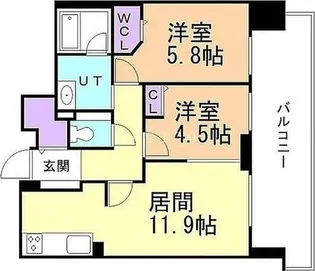 グランファーレ桑園レジェンドスクエア【6階】の間取り