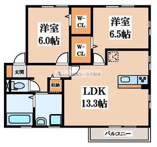 セジュール阪奈【1階】の間取り