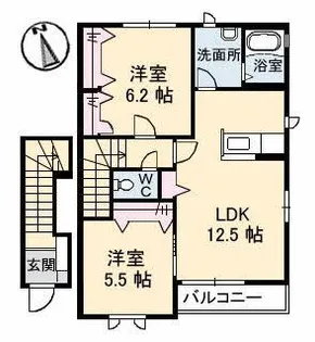 シャーメゾン丘 B棟【2階】の間取り