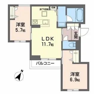 メゾンパークスアクアIII【1階】の間取り