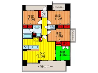 プレサンスロジェ門真【12階】の間取り