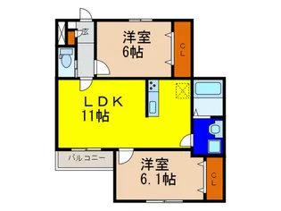 プレジール高取山町A棟【3階】の間取り