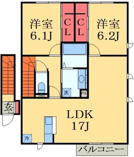 ハーリンガムコート都賀A【2階】の間取り