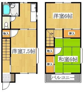 宇田川テラスハウス【1階】の間取り
