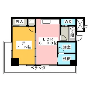 ゴールドハイツ渡辺【7階】の間取り