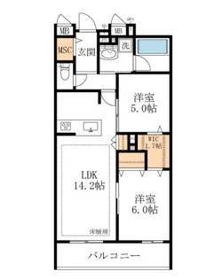 【へーベルメゾン】メゾンデラーブル大宮【4階】の間取り
