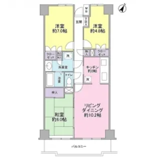 都筑フォーレ一ツ木【6階】の間取り